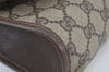 Authentic GUCCI Web Sherry Line Clutch Hand Bag Purse GG PVC Leather Brown 8799H