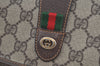 Authentic GUCCI Web Sherry Line Clutch Hand Bag Purse GG PVC Leather Brown 8799H