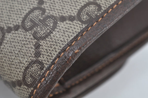 Authentic GUCCI Web Sherry Line Clutch Hand Bag Purse GG PVC Leather Brown 8799H