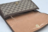 Authentic GUCCI Web Sherry Line Clutch Hand Bag Purse GG PVC Leather Brown 8799H