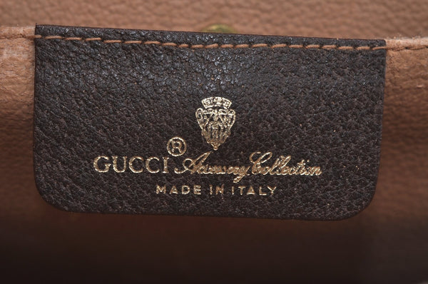 Authentic GUCCI Web Sherry Line Clutch Hand Bag Purse GG PVC Leather Brown 8799H