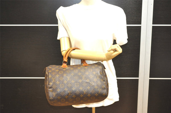 Authentic Louis Vuitton Monogram Speedy 30 Hand Boston Bag M41526 LV 8802I