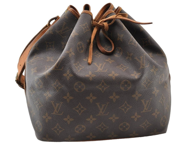 Authentic Louis Vuitton Monogram Petit Noe M42226 Shoulder Drawstring Bag 8807I