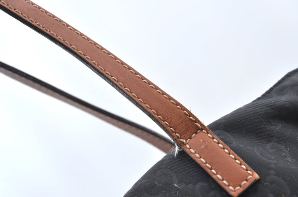 Authentic GUCCI Shoulder Hand Tote Bag GG Nylon Leather 282439 Black 8808H