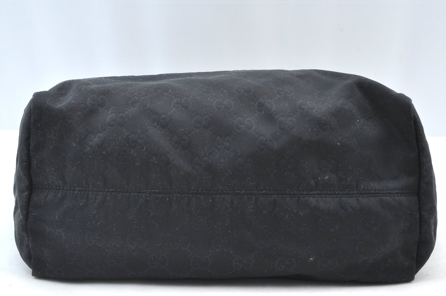 Authentic GUCCI Shoulder Hand Tote Bag GG Nylon Leather 282439 Black 8808H