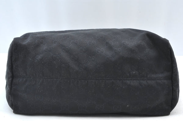 Authentic GUCCI Shoulder Hand Tote Bag GG Nylon Leather 282439 Black 8808H