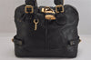 Authentic Chloe Vintage Paddington Leather Shoulder Hand Bag Black 8811M