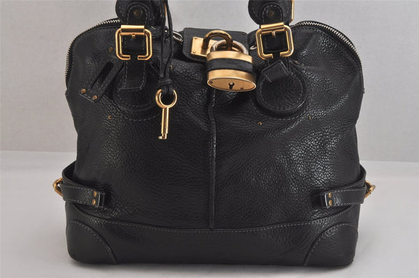 Authentic Chloe Vintage Paddington Leather Shoulder Hand Bag Black 8811M