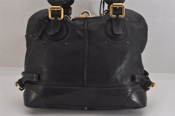 Authentic Chloe Vintage Paddington Leather Shoulder Hand Bag Black 8811M