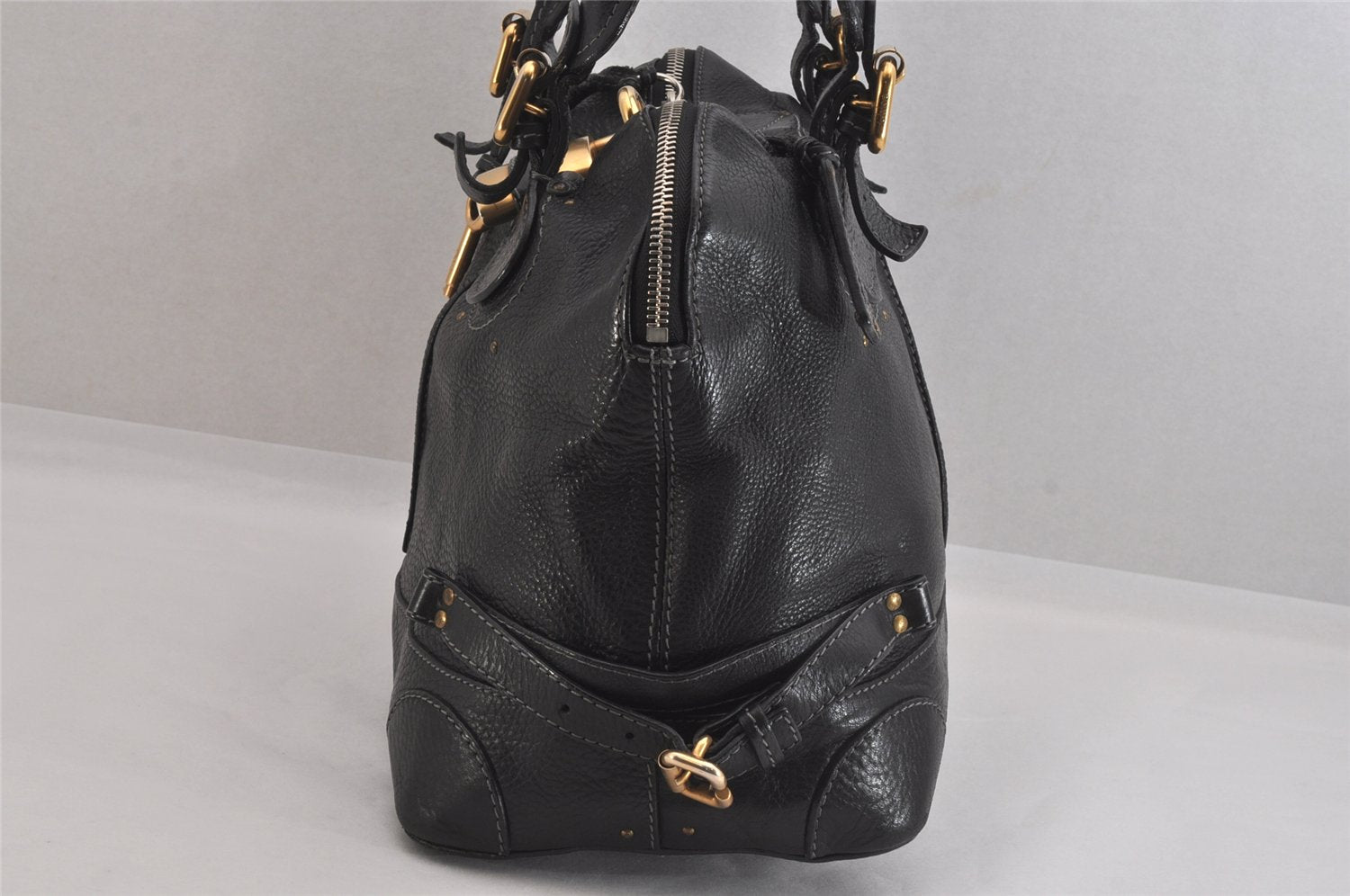 Authentic Chloe Vintage Paddington Leather Shoulder Hand Bag Black 8811M