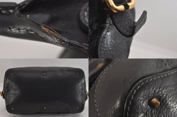Authentic Chloe Vintage Paddington Leather Shoulder Hand Bag Black 8811M