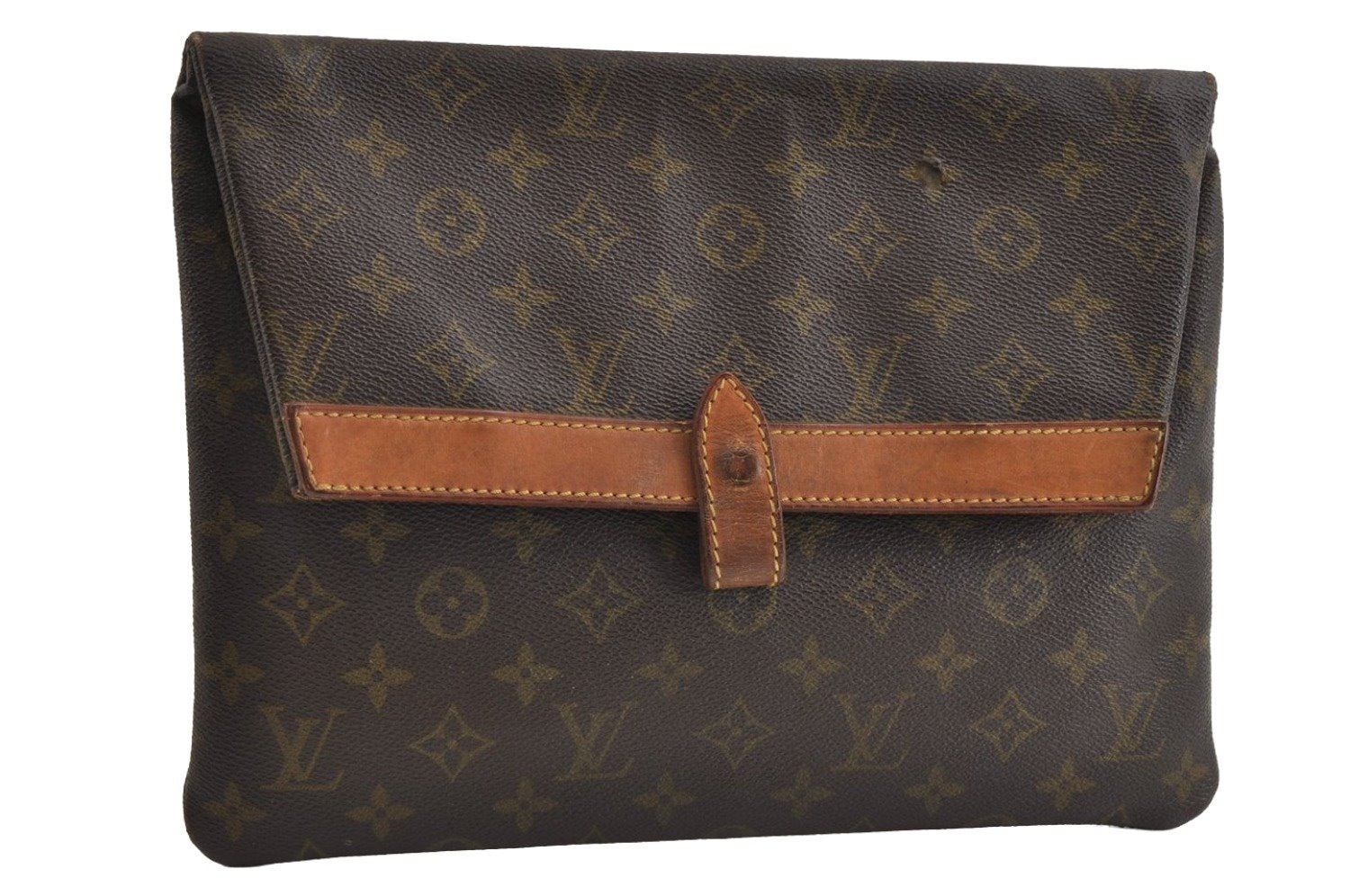 Auth Louis Vuitton Monogram Pochette Pliante Clutch Hand Bag Old Model LV 8813I