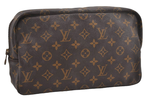 Auth Louis Vuitton Monogram Trousse Toilette 28 Clutch Hand Bag M47522 LV 8815I