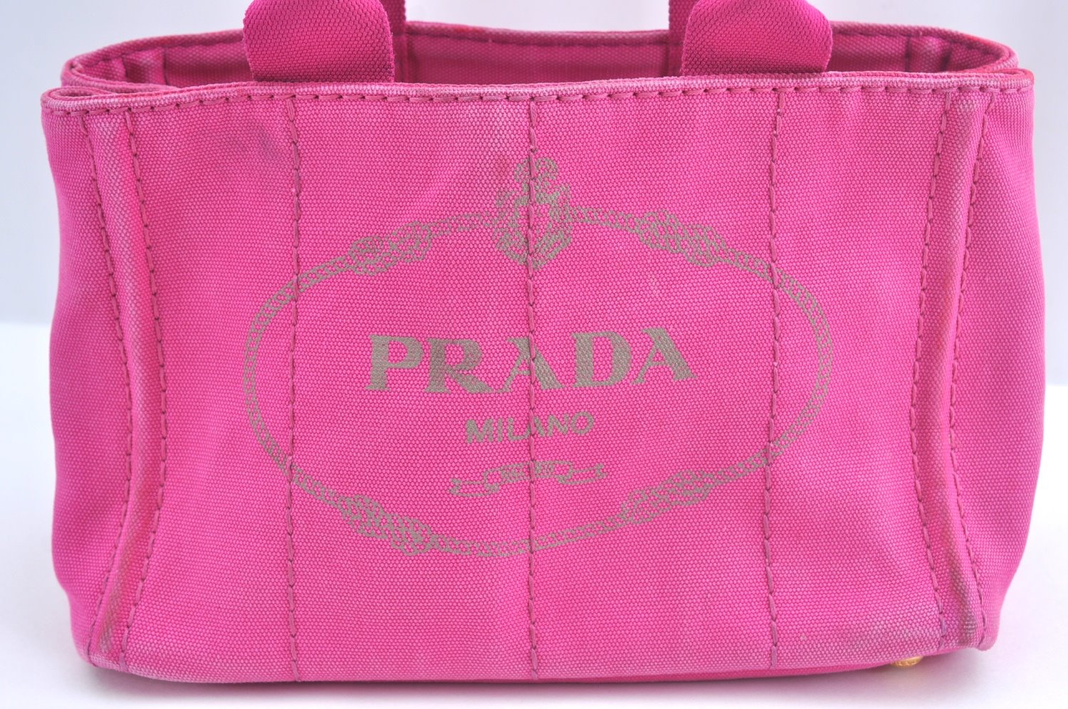 Authentic PRADA Vintage Canapa SS Denim Shoulder Hand Bag Purse Pink 8816J