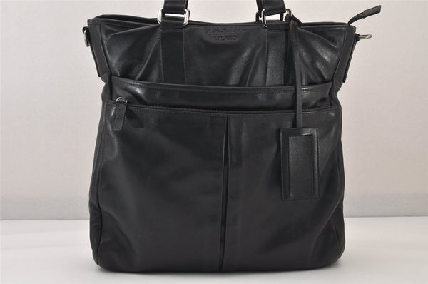 Authentic PRADA Vintage Leather 2Way Shoulder Tote Bag Black 8822M