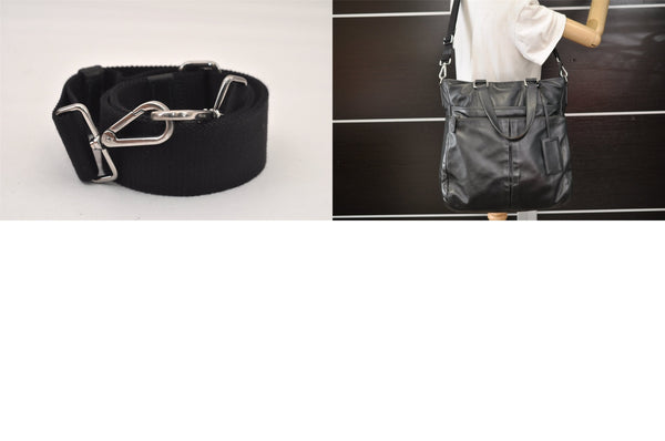 Authentic PRADA Vintage Leather 2Way Shoulder Tote Bag Black 8822M