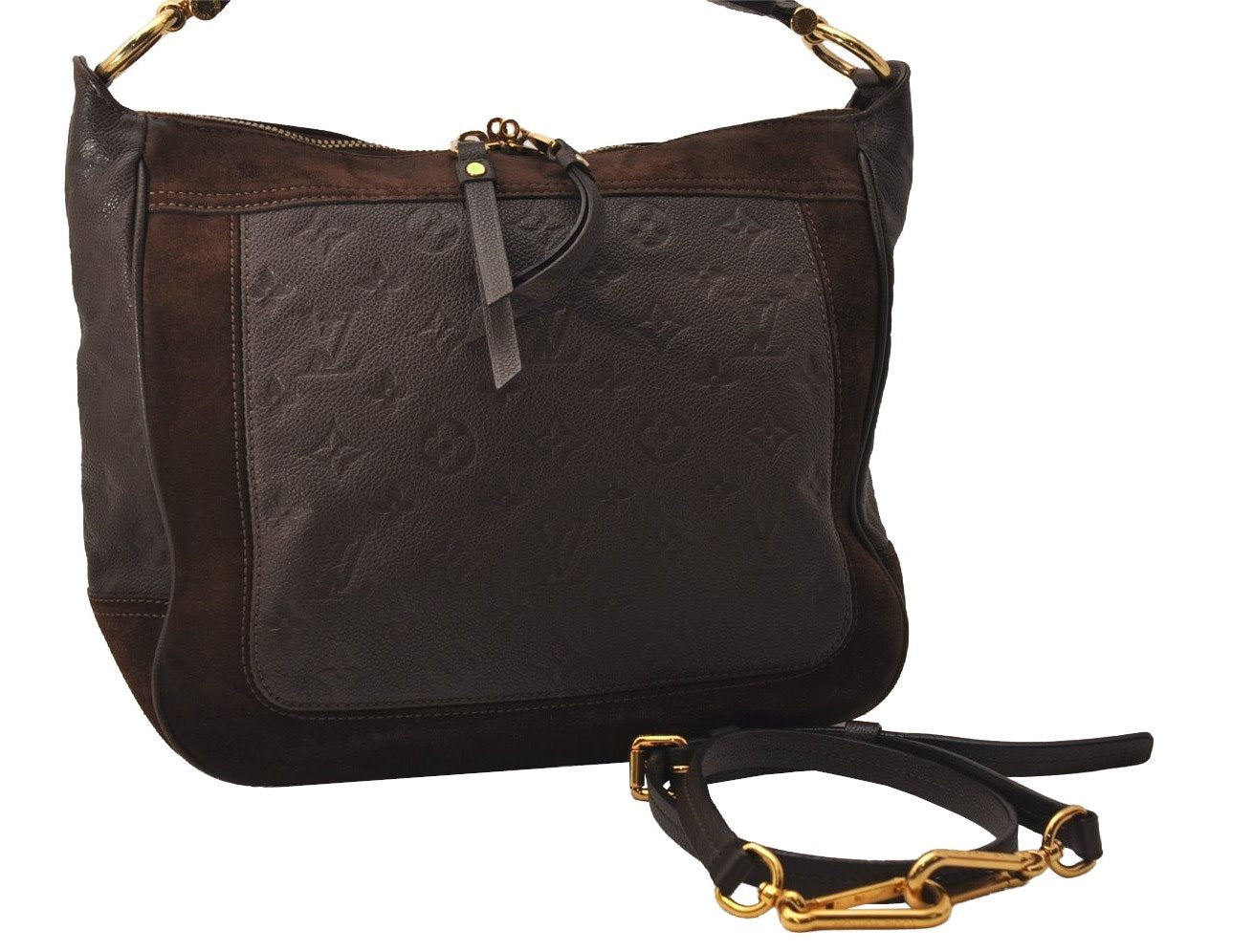 Auth Louis Vuitton Monogram Empreinte Audacieuse PM Shoulder Bag Brown LV 8825J