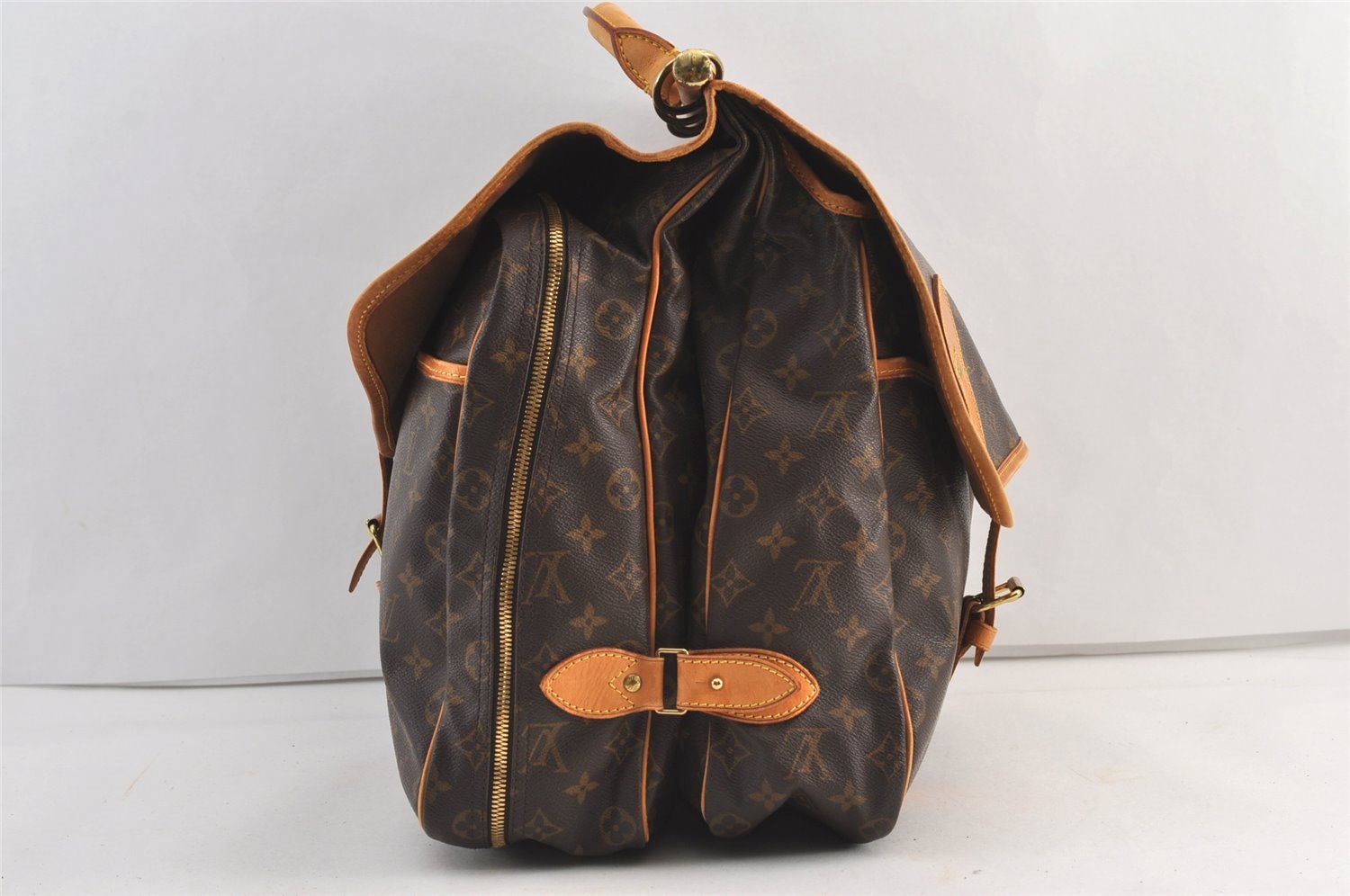 Auth Louis Vuitton Monogram Sac Chasse 2Way Shoulder Boston Bag M41140 LV 8827J