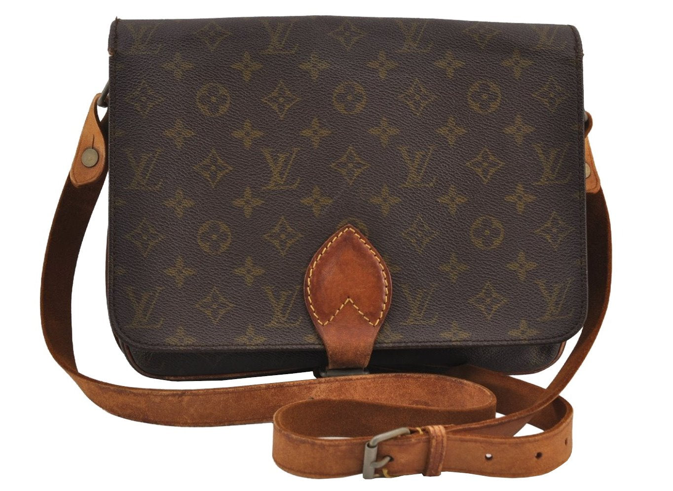 Authentic Louis Vuitton Monogram Cartouchiere GM Shoulder Bag Old Model 8829J