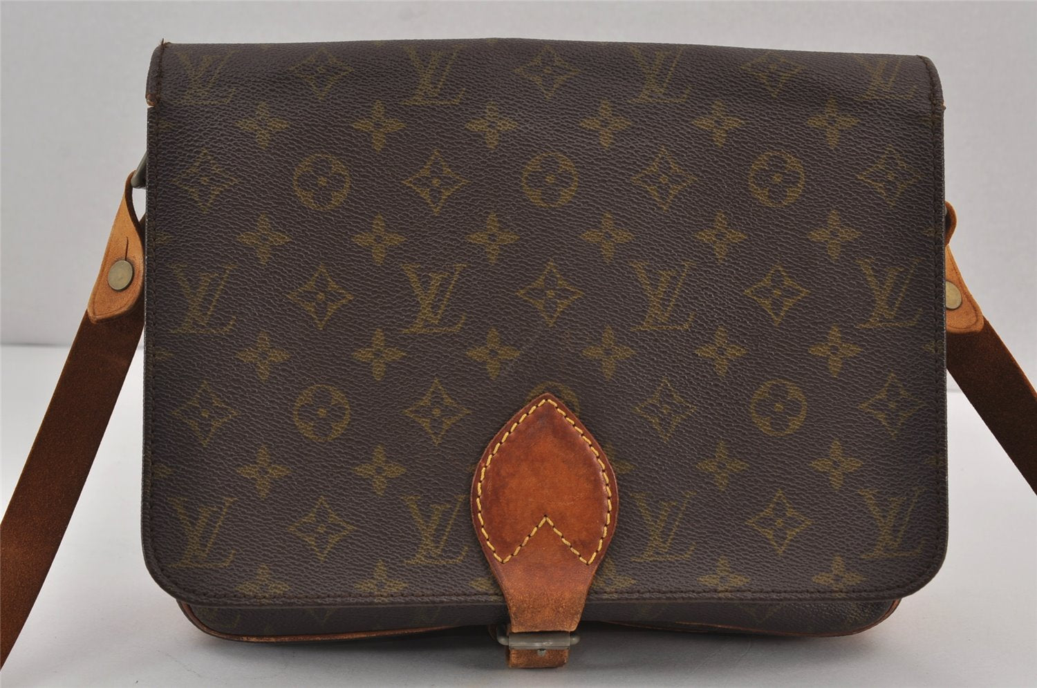Authentic Louis Vuitton Monogram Cartouchiere GM Shoulder Bag Old Model 8829J