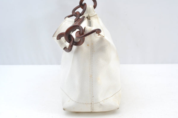 Authentic CHANEL Vintage Caviar Skin Shoulder Hand Bag Purse White 8831H