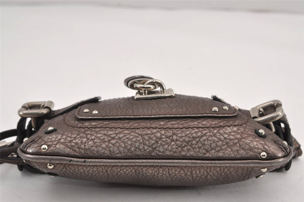 Authentic Chloe Vintage Mini Paddington Leather Hand Bag Pouch Purse Gray 8840J