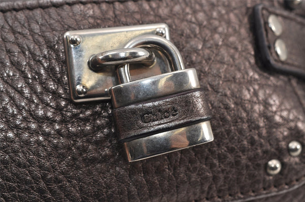 Authentic Chloe Vintage Mini Paddington Leather Hand Bag Pouch Purse Gray 8840J
