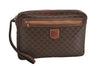 Authentic CELINE Macadam Blason Clutch Hand Bag Purse PVC Leather Brown 8840M