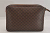 Authentic CELINE Macadam Blason Clutch Hand Bag Purse PVC Leather Brown 8840M