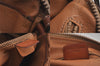Authentic CELINE Macadam Blason Clutch Hand Bag Purse PVC Leather Brown 8840M