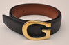 Authentic GUCCI Vintage Belt Leather Size 65cm 25.6" Black Brown 8841J