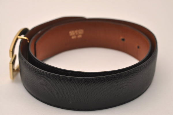 Authentic GUCCI Vintage Belt Leather Size 65cm 25.6" Black Brown 8841J