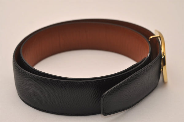 Authentic GUCCI Vintage Belt Leather Size 65cm 25.6" Black Brown 8841J