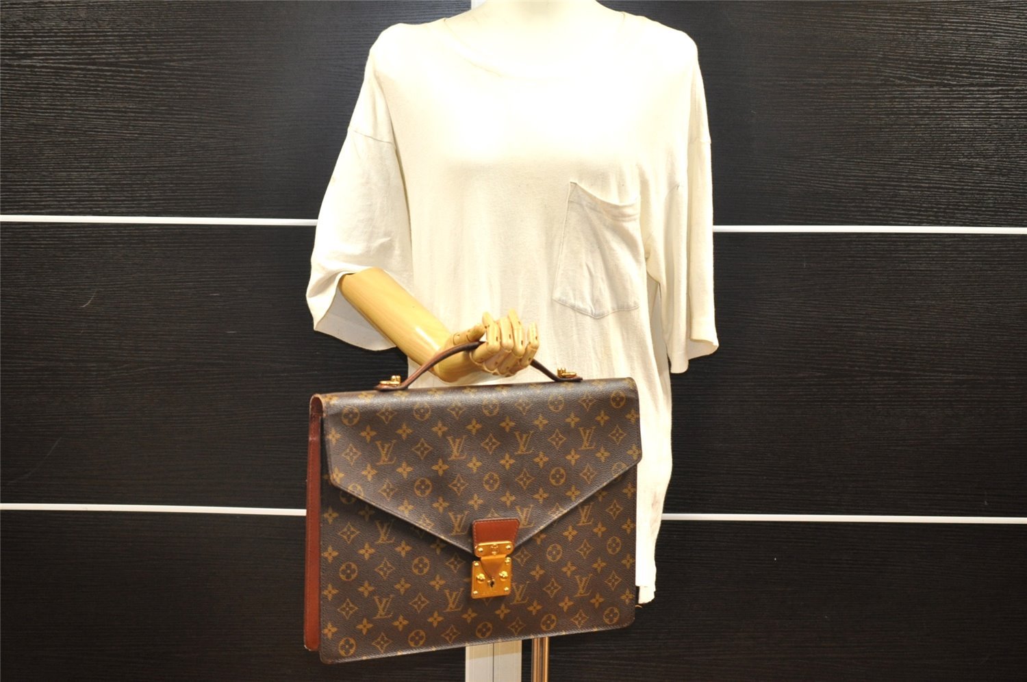 Auth Louis Vuitton Monogram Porte Documents Bandouliere M53338 Briefcase 8848I