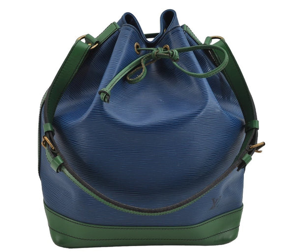 Authentic Louis Vuitton Epi Noe Bi-color Blue x Green Drawstring Bag LV 8851J