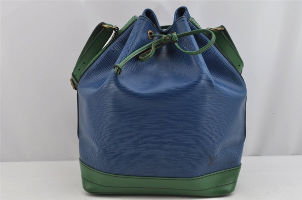 Authentic Louis Vuitton Epi Noe Bi-color Blue x Green Drawstring Bag LV 8851J