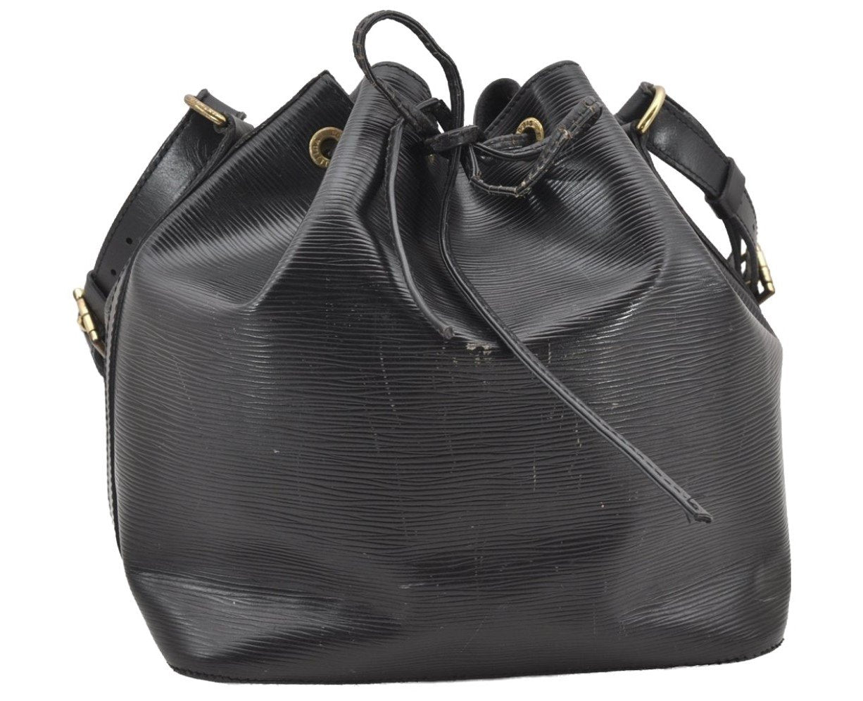 Authentic Louis Vuitton Epi Petit Noe Shoulder Drawstring Bag M59012 Black 8855I
