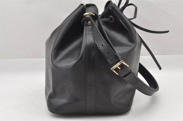 Authentic Louis Vuitton Epi Petit Noe Shoulder Drawstring Bag M59012 Black 8855I
