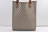 Authentic GUCCI Vintage Web Sherry Line GG Plus PVC Leather Tote Bag Brown 8858J