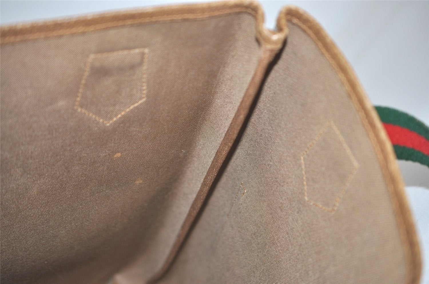 Authentic GUCCI Vintage Web Sherry Line GG Plus PVC Leather Tote Bag Brown 8858J