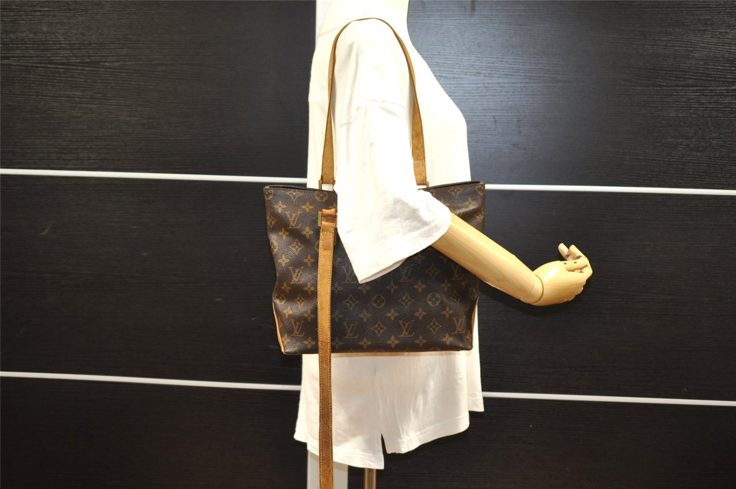 Authentic Louis Vuitton Monogram Cabas Piano Shoulder Tote Bag M51148 Junk 8859I