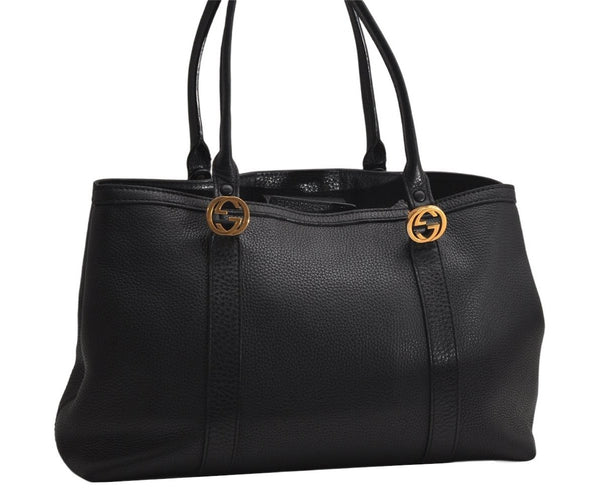 Authentic GUCCI Vintage Miss GG Shoulder Hand Bag Leather 353122 Black 8859J