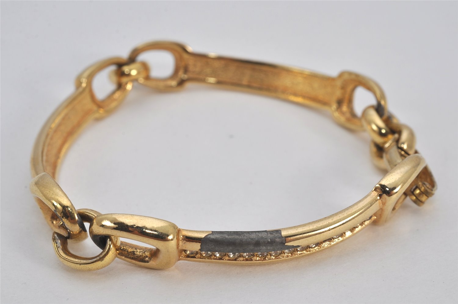 Authentic Christian Dior Rhinestone Chain Bracelet Gold Tone CD 8862K