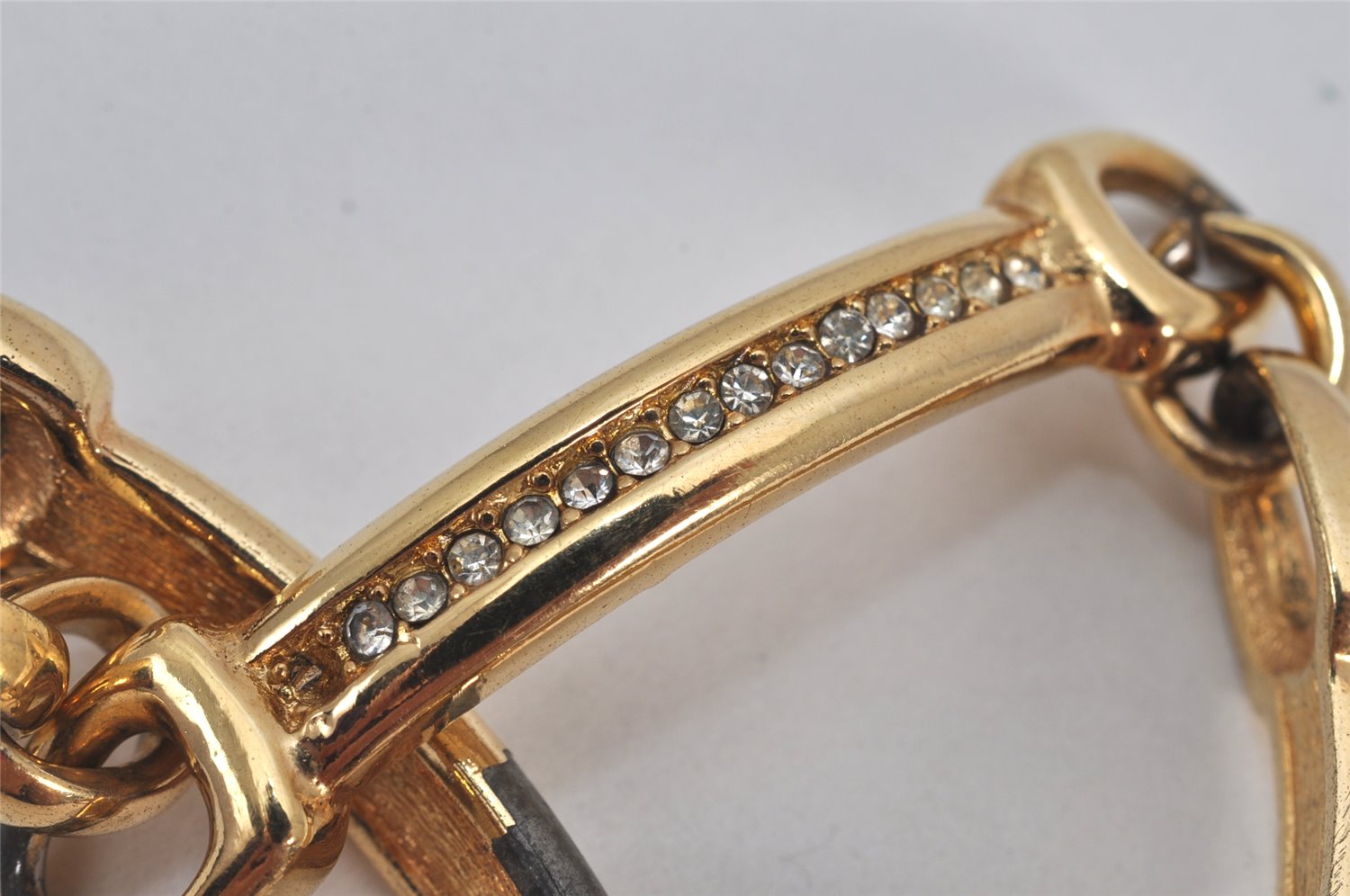 Authentic Christian Dior Rhinestone Chain Bracelet Gold Tone CD 8862K