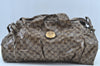 Authentic GUCCI GG Crystal Hysteria Tote Hand Bag PVC Leather 197021 Brown 8863H