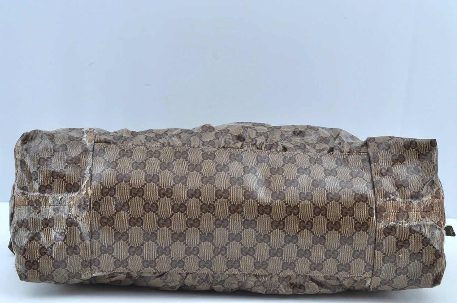 Authentic GUCCI GG Crystal Hysteria Tote Hand Bag PVC Leather 197021 Brown 8863H