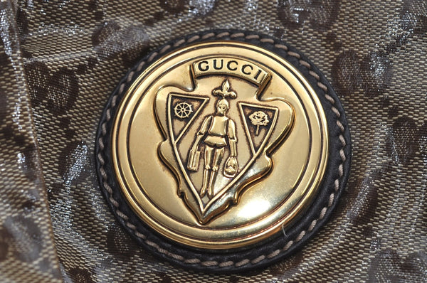 Authentic GUCCI GG Crystal Hysteria Tote Hand Bag PVC Leather 197021 Brown 8863H