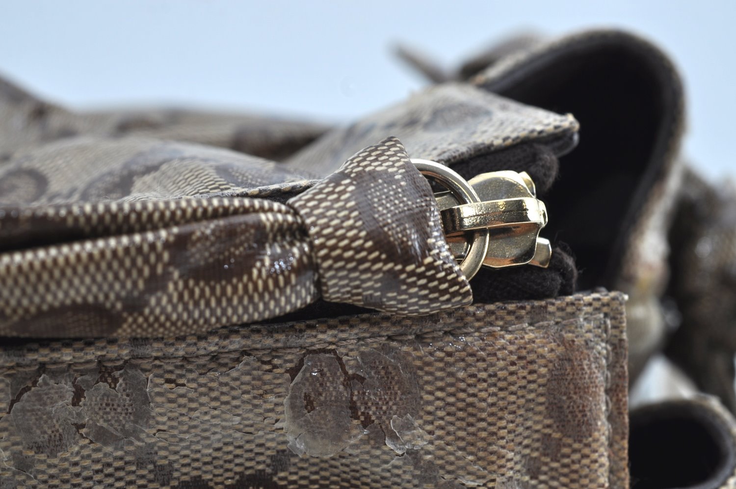 Authentic GUCCI GG Crystal Hysteria Tote Hand Bag PVC Leather 197021 Brown 8863H