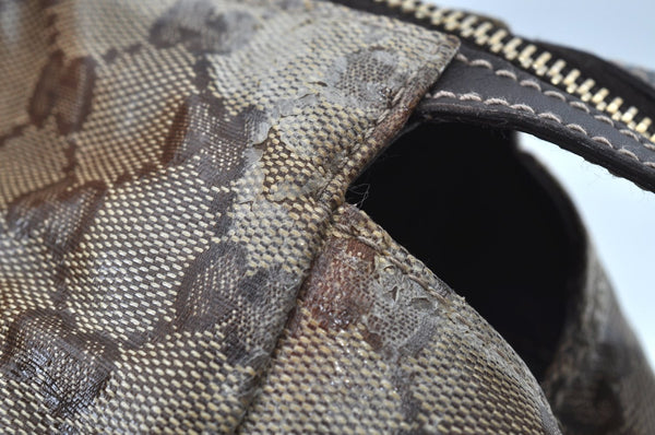 Authentic GUCCI GG Crystal Hysteria Tote Hand Bag PVC Leather 197021 Brown 8863H