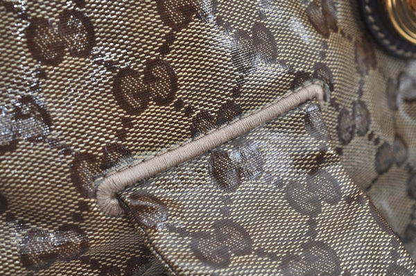 Authentic GUCCI GG Crystal Hysteria Tote Hand Bag PVC Leather 197021 Brown 8863H